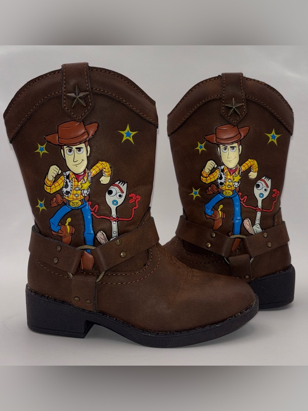 Disney Pixar Toy Story Woody & Forky Cowboy Boots Kids Size 6 Western Brown